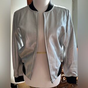 BB Dakota Silver Faux Leather Bomber Jacket
